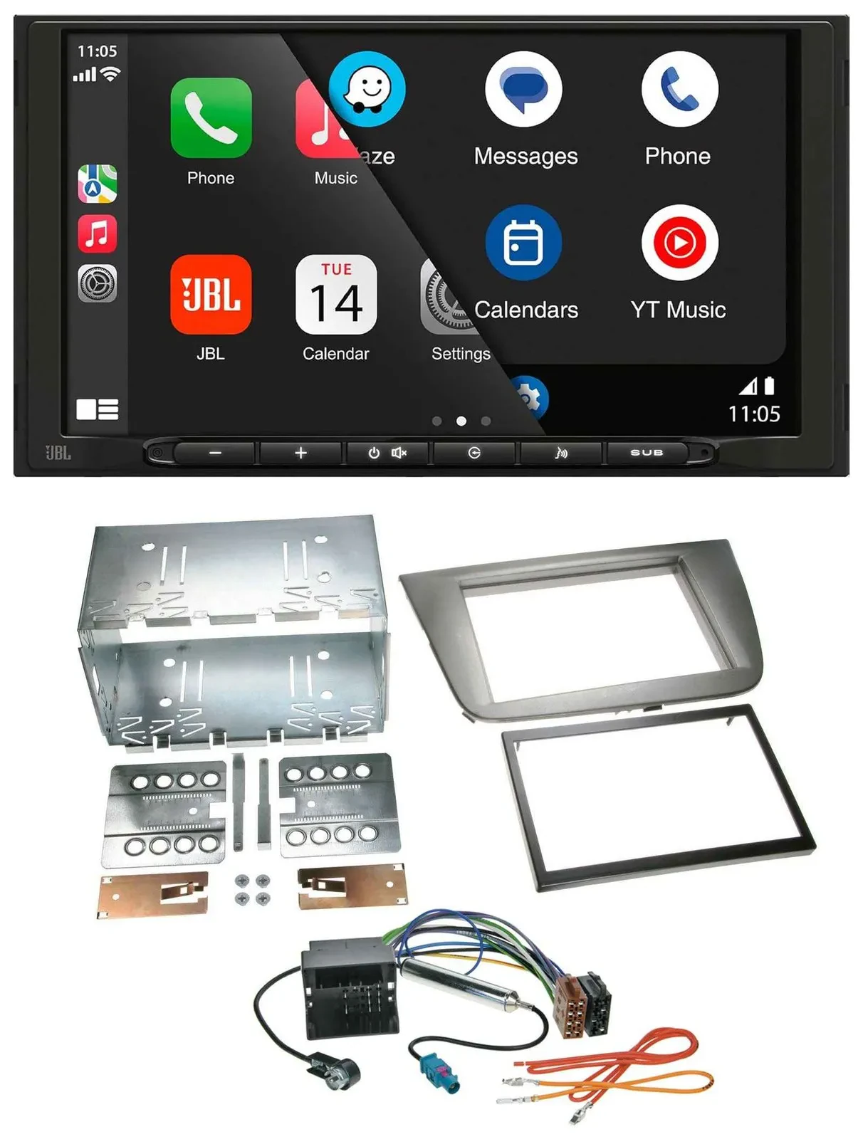 JBL USB 2DIN MP3 Bluetooth AUX Autoradio für Seat Altea Altea XL Toledo anthrazi