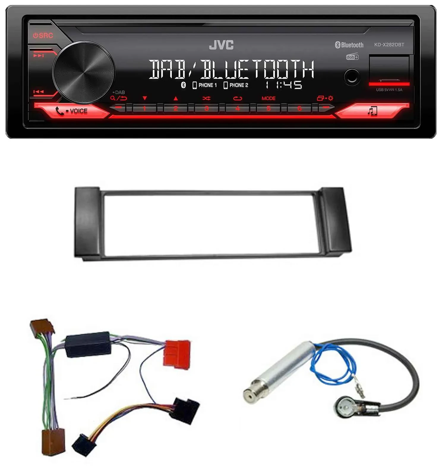 Автомагнитола JVC Bluetooth USB DAB MP3 для Audi A3 8L (2000–2003) и A6 C5 (2000–2004) для активной системы