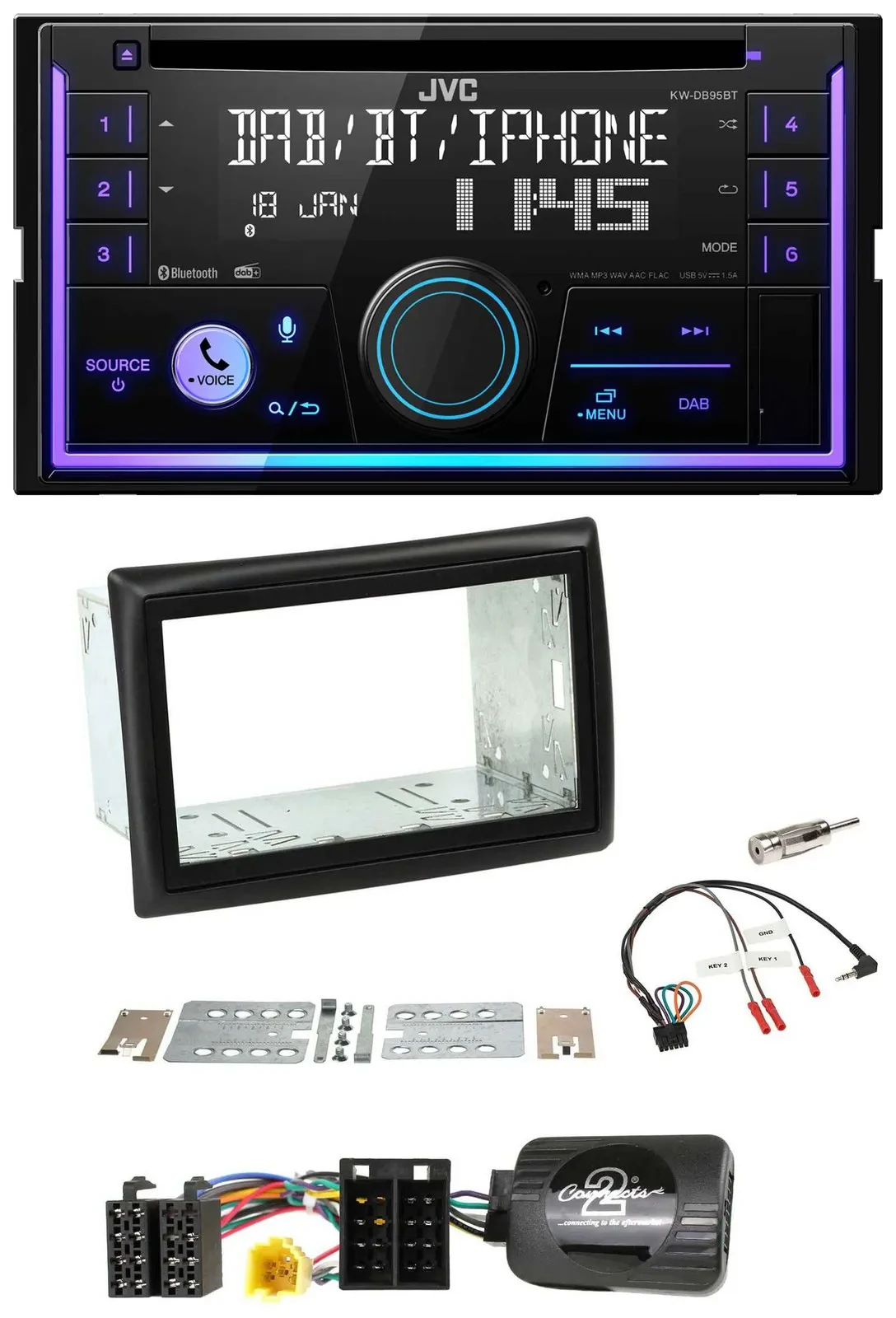 Автомагнитола для Renault Megane II (2005–2008) JVC 2 DIN, DAB, Bluetooth, USB, CD