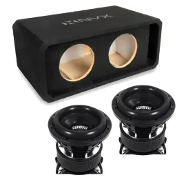 NVX NE82P Dual 8" Slot Ported 3/4" MDF Sub Enclosure w/ 8" SA Series Subwoofer