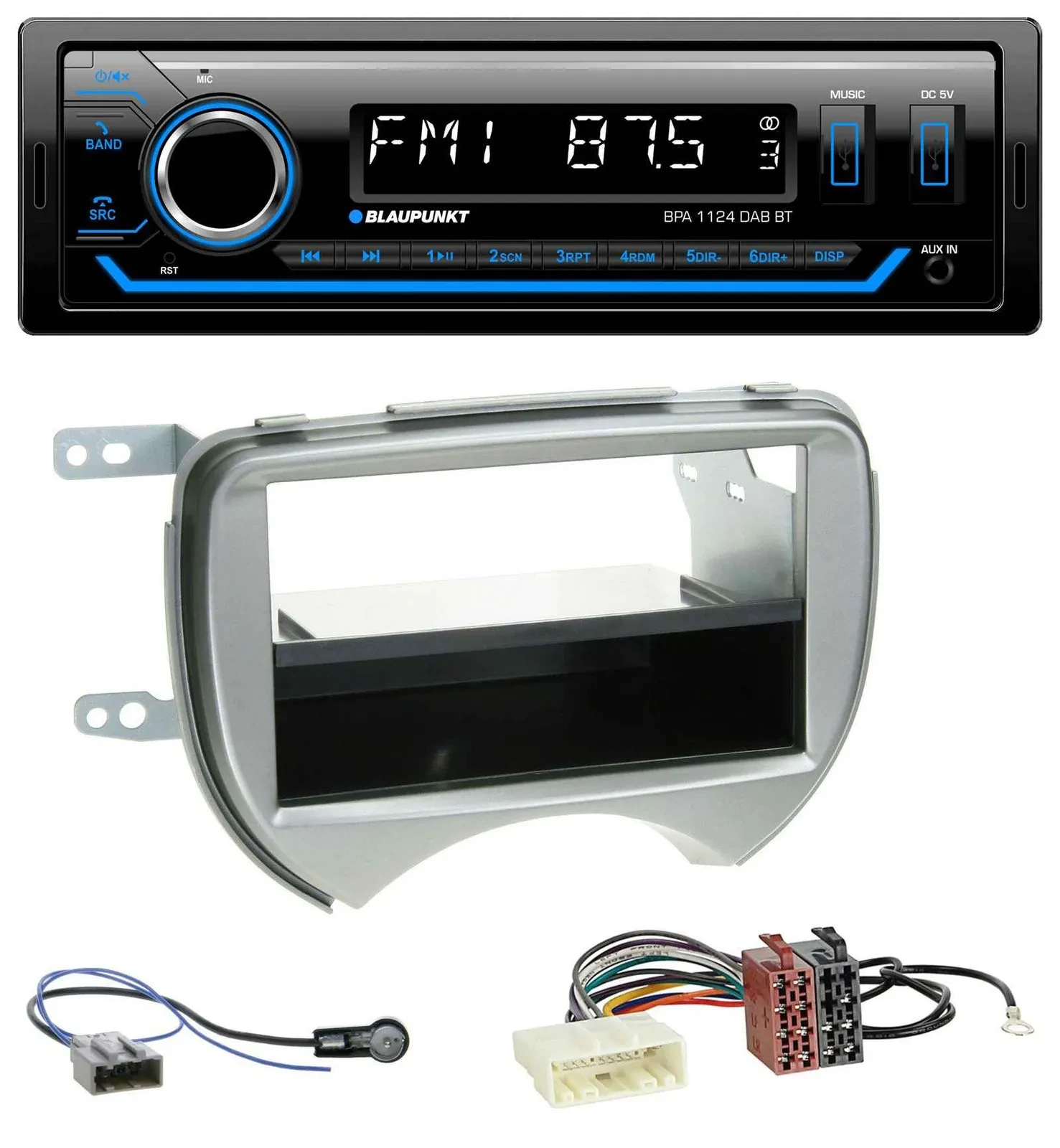 Blaupunkt Bluetooth USB DAB MP3 Autoradio für Nissan Micra (10-13 K13) silber