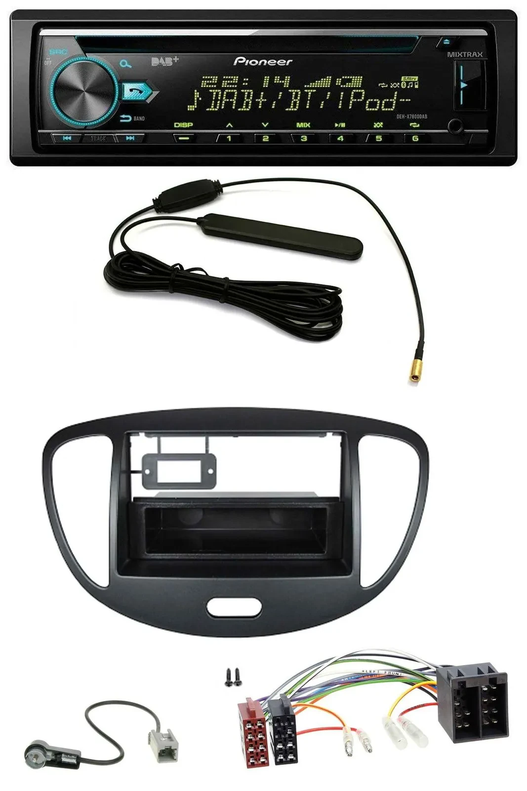 Pioneer CD MP3 AUX DAB USB Autoradio für Hyundai i10 (2008-2013) schwarz
