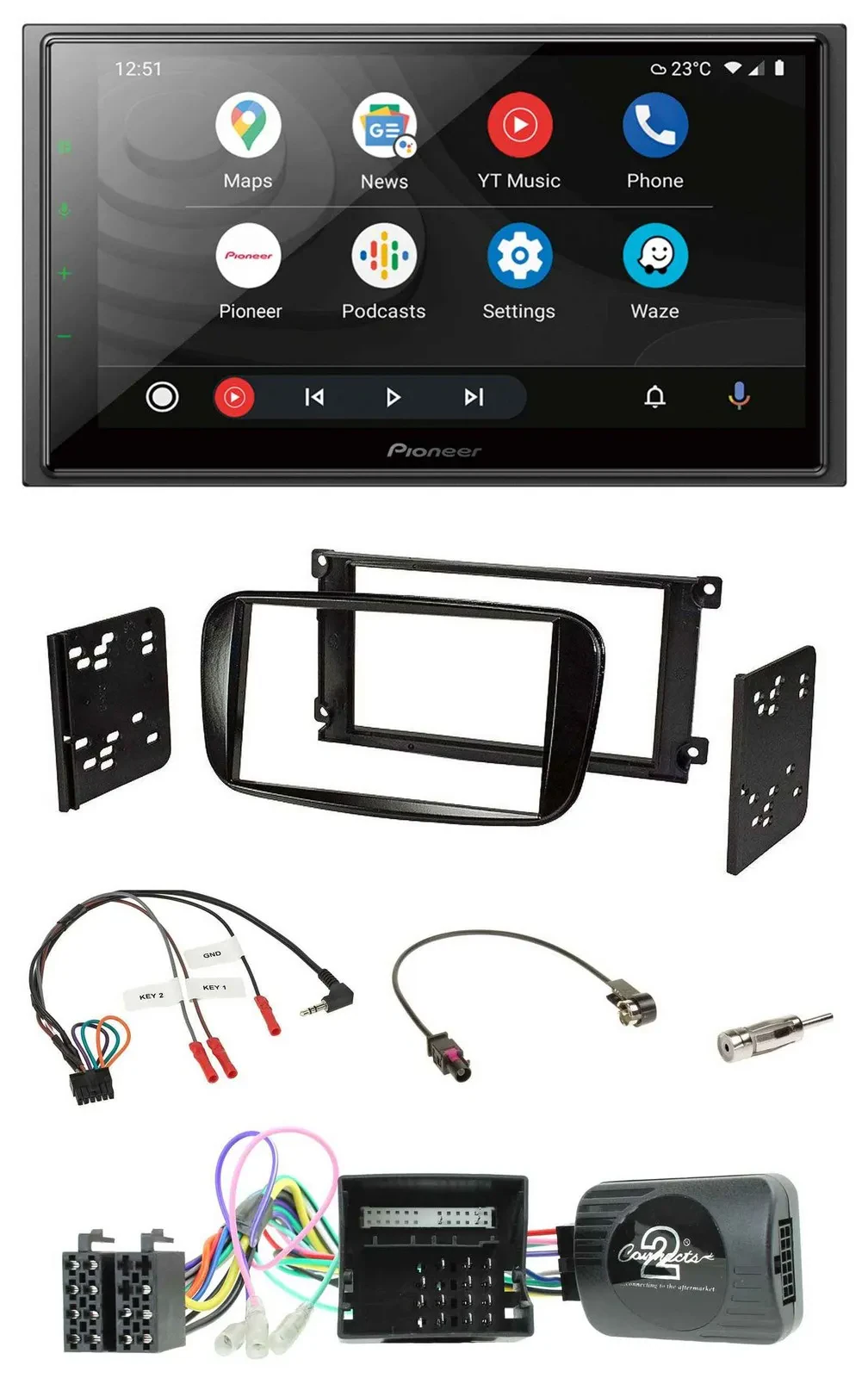 Pioneer USB 2DIN DAB Lenkrad Bluetooth Autoradio für Ford Focus C-Max CAN-Bus gl