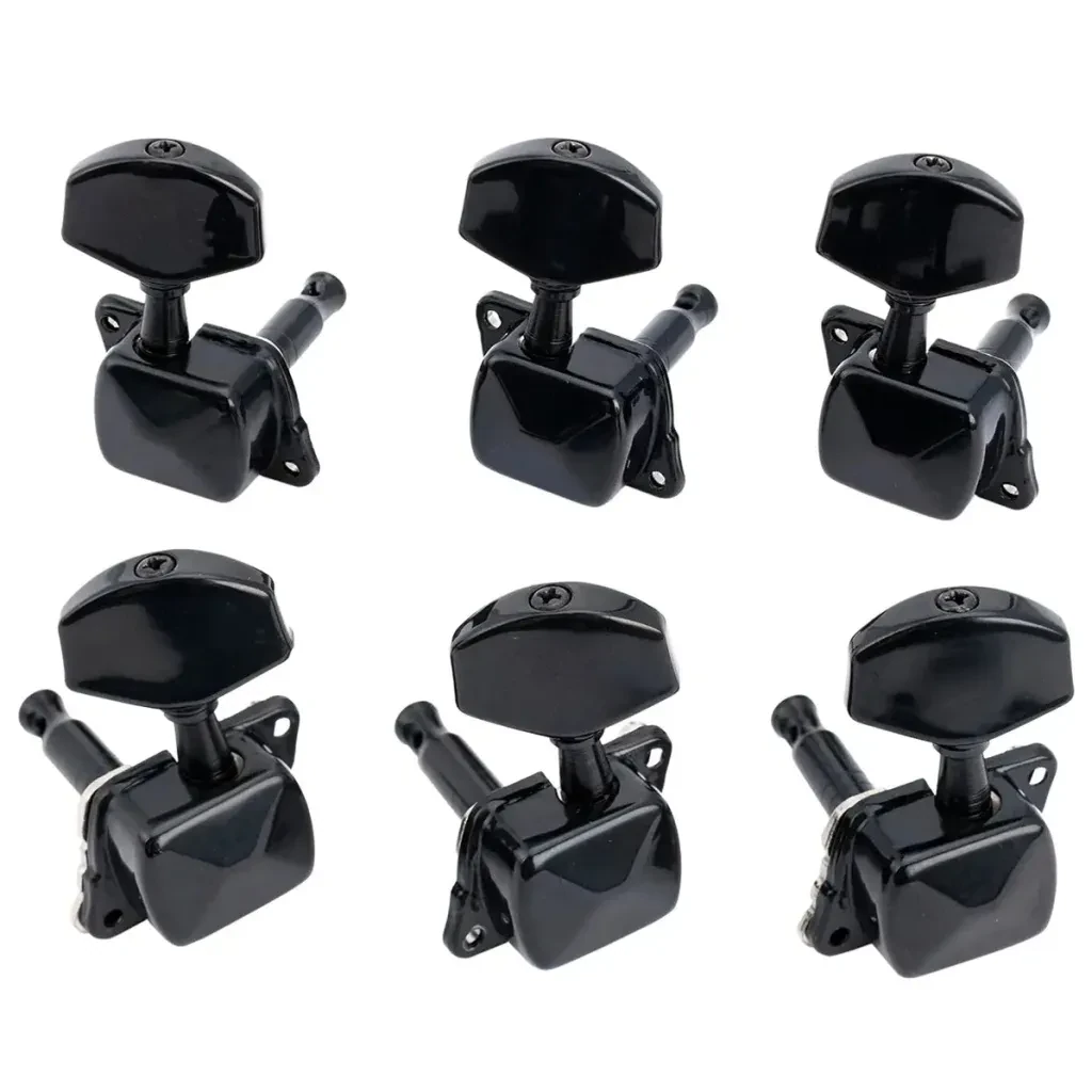Колки для гитары Musiclily MX1351BK-3MX1352BK-3 3+3, черные, 6 шт