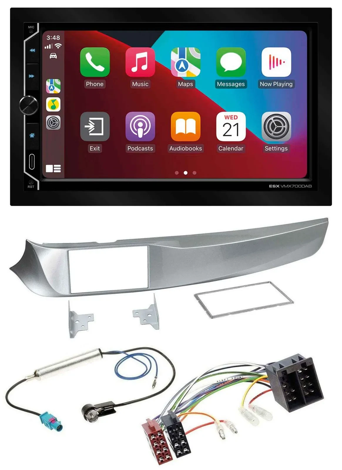 ESX 2DIN DAB USB MP3 Bluetooth Autoradio für Alfa Giulietta 05/2010-10/2013 silb