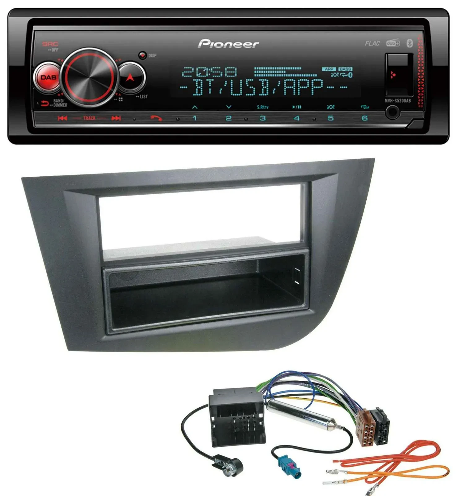 Автомагнитола Pioneer Bluetooth USB MP3 DAB для Seat Leon (с 2005), черный