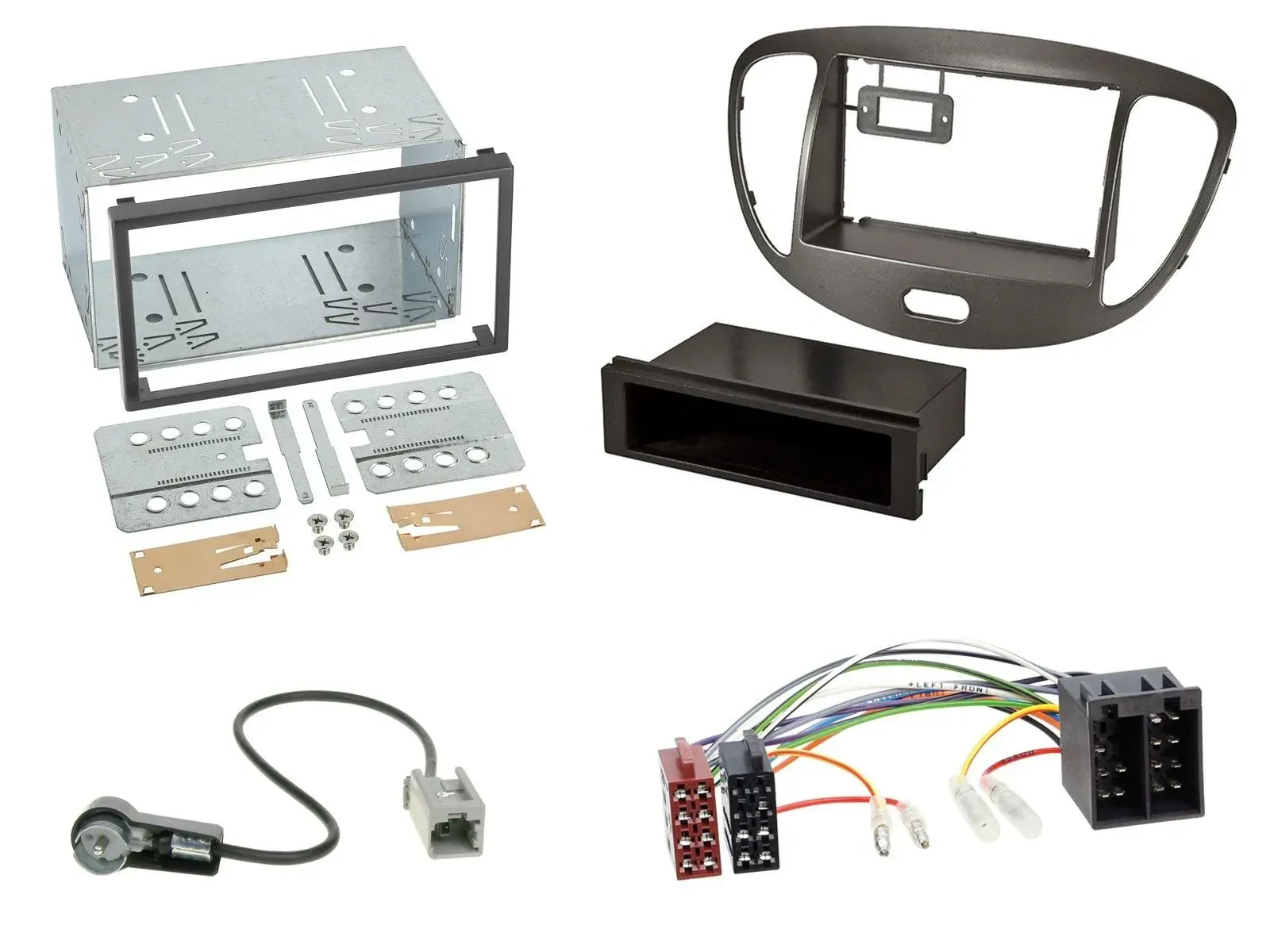 Einbauset Doppel DIN Autoradio für Hyundai i10 2008-13 dunkelsilber