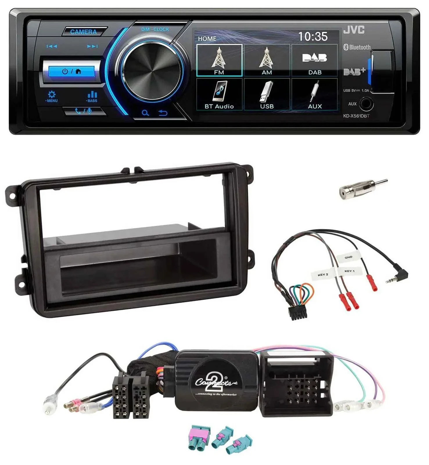 JVC Bluetooth Lenkrad USB DAB Autoradio für VW Passat Polo Scirocco Sharan Tigua