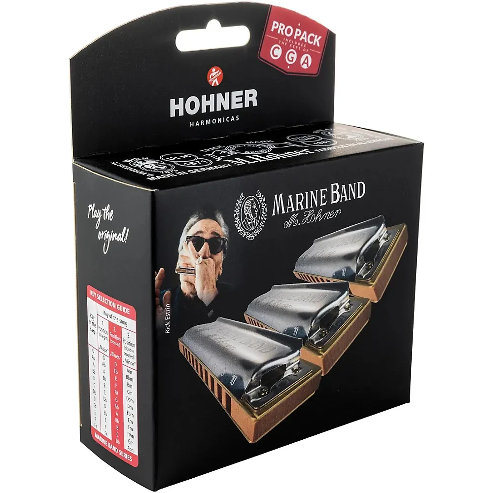 Hohner Marine Band Harmonica 3 Pack Keys Of C, G, A