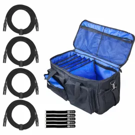 DJ Audio Padded Multipurpose Accessories Storage Transport Bag Case w XLR Cables