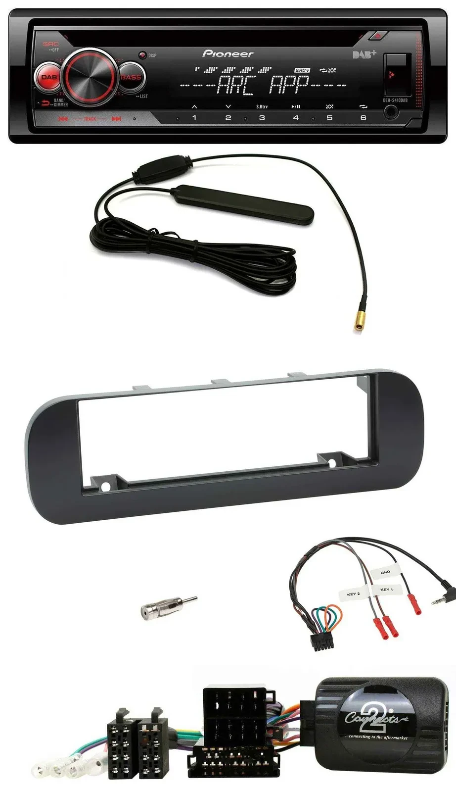 Pioneer CD USB Lenkrad DAB MP3 Autoradio für Fiat Panda 2012-2020 schwarz