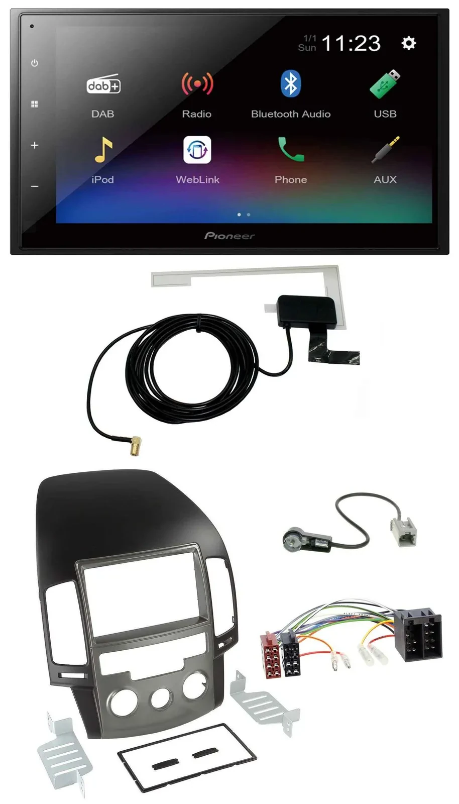 Автомагнитола для Hyundai i30 (с 2008) Pioneer 2-DIN, DAB, MP3, Bluetooth, USB