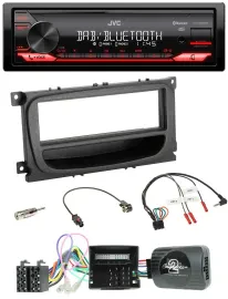 Автомагнитола для Ford JVC Bluetooth, USB, DAB, поддержка кнопок на руле (C‑Max/Focus/Galaxy 2007–2010, CAN)