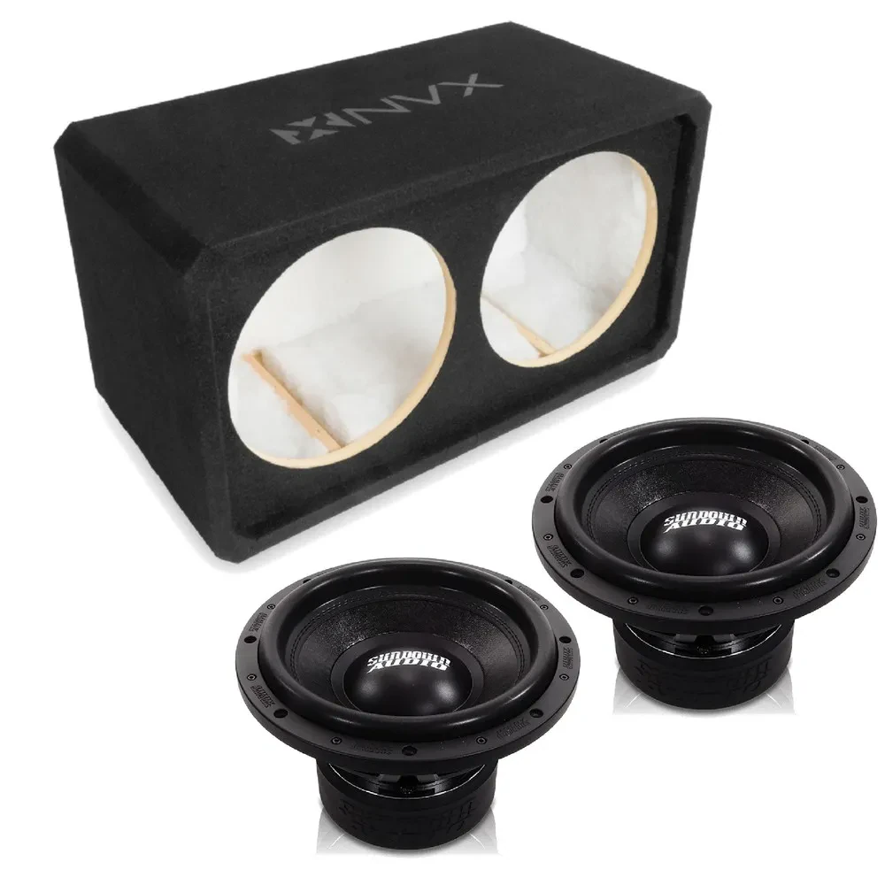 NVX NE122S Dual 12" Sealed 3/4" MDF Subwoofer Enclosure w/ SA Series Subwoofer