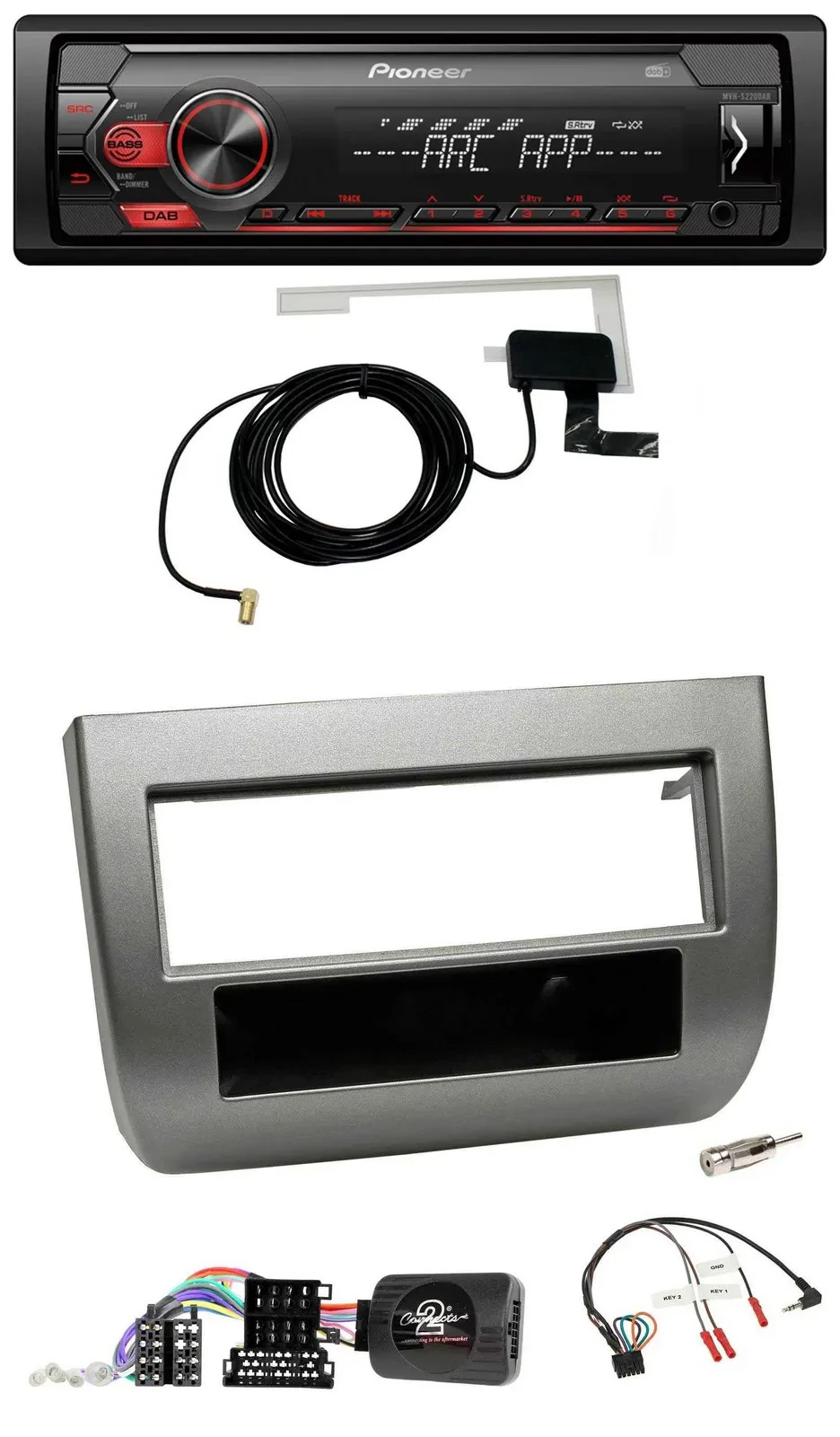 Pioneer 1DIN USB DAB MP3 Lenkrad Autoradio für Lancia Y 843 05-11 dunkelsilberme