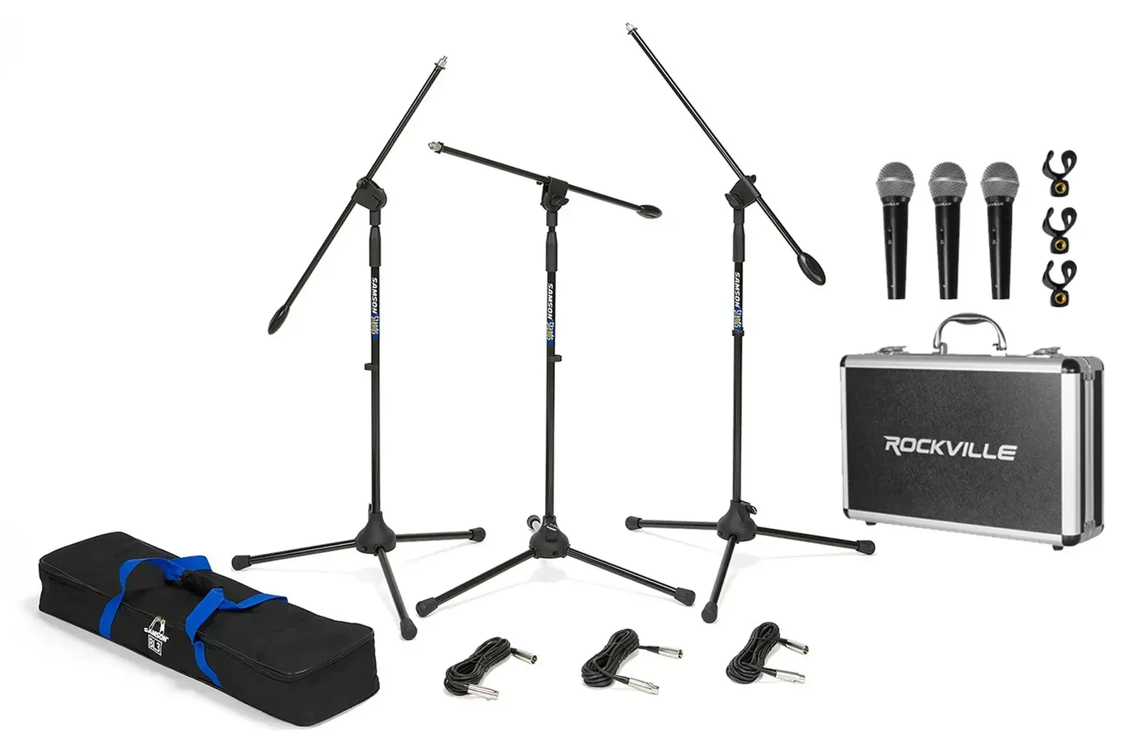 Стойка для микрофона Samson BL3VP (набор, 3 шт.) с микрофонами, XLR кабелями и сумкой