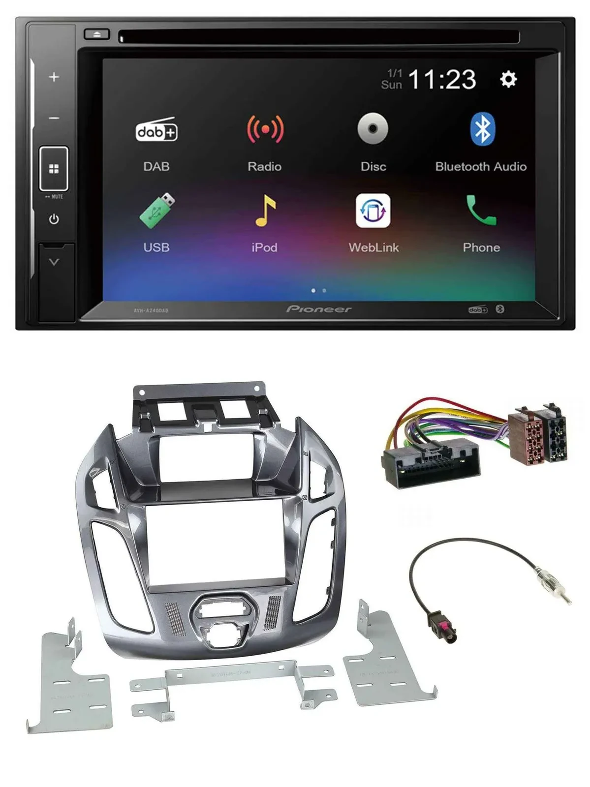 Pioneer Bluetooth MP3 USB 2DIN DAB DVD Autoradio für Ford Transit Connect mit Di