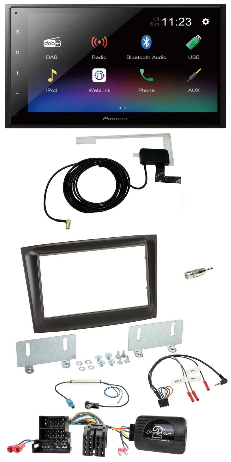 Автомагнитола Pioneer 2DIN DAB Bluetooth USB для Fiat Doblo (Mini-ISO, с 2015)