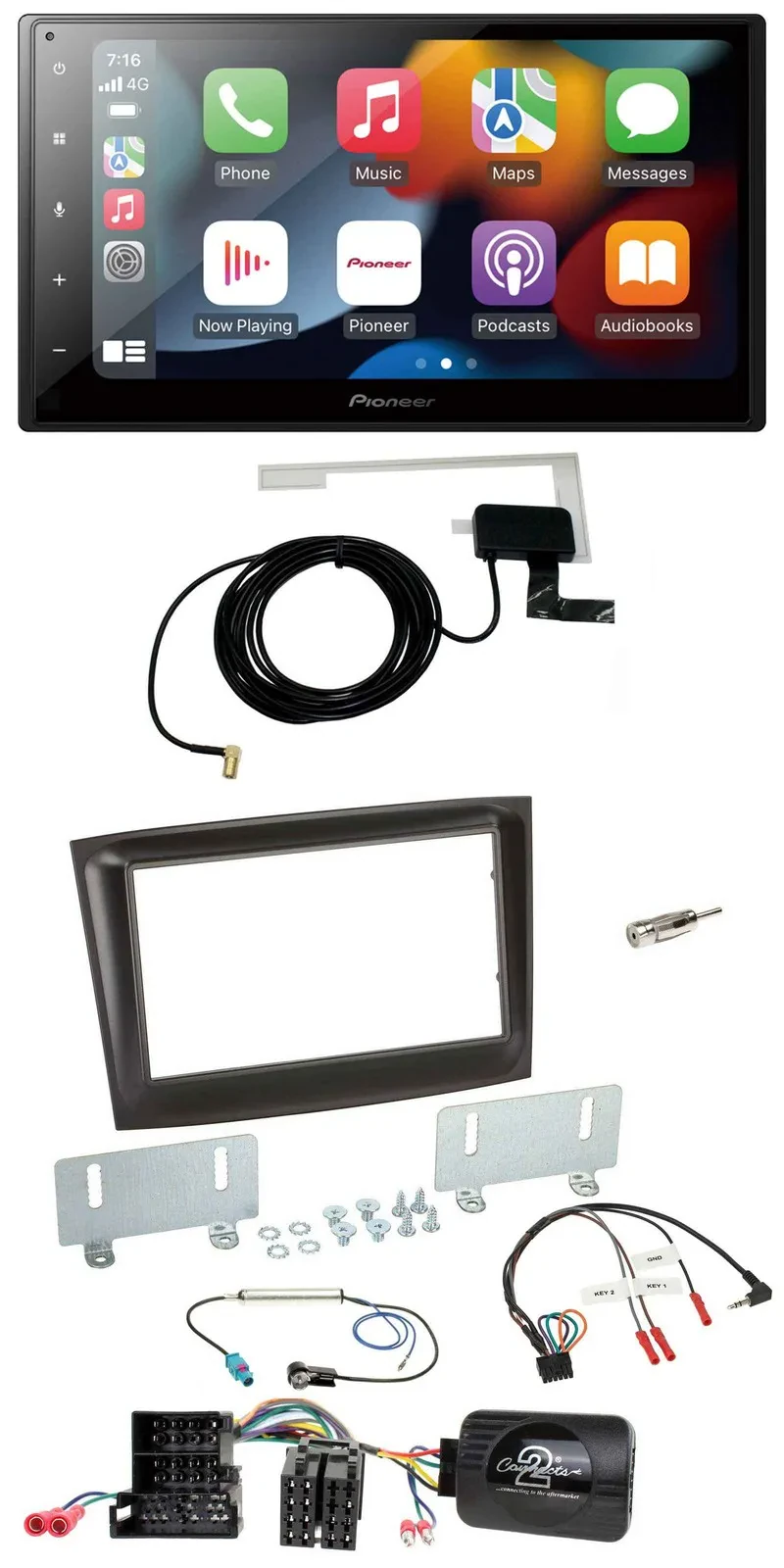 Автомагнитола Pioneer 2DIN, USB, Bluetooth, DAB, Mini-ISO, для Fiat Doblo (с 2015)