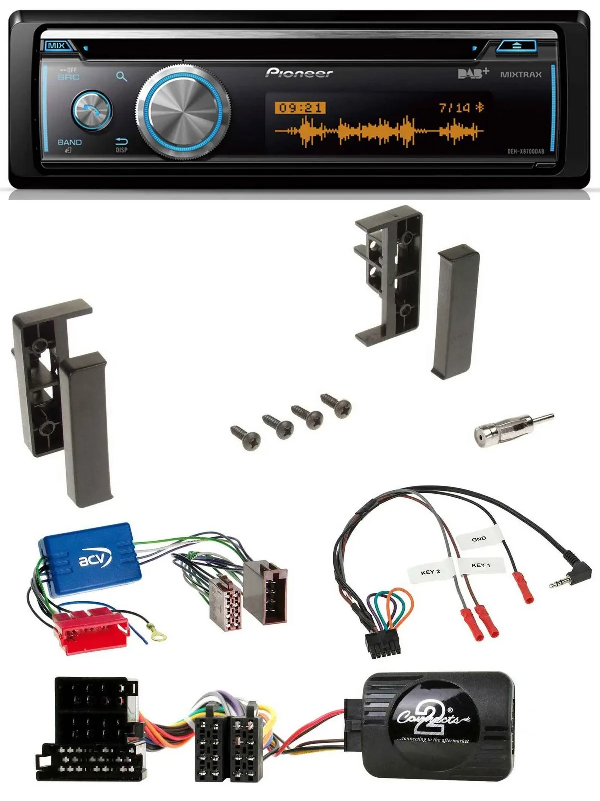 Автомагнитола Pioneer DAB, USB, CD, Bluetooth для Audi A3/A4/A6 (1999–2000), поддержка кнопок на руле, совместима с активной системой