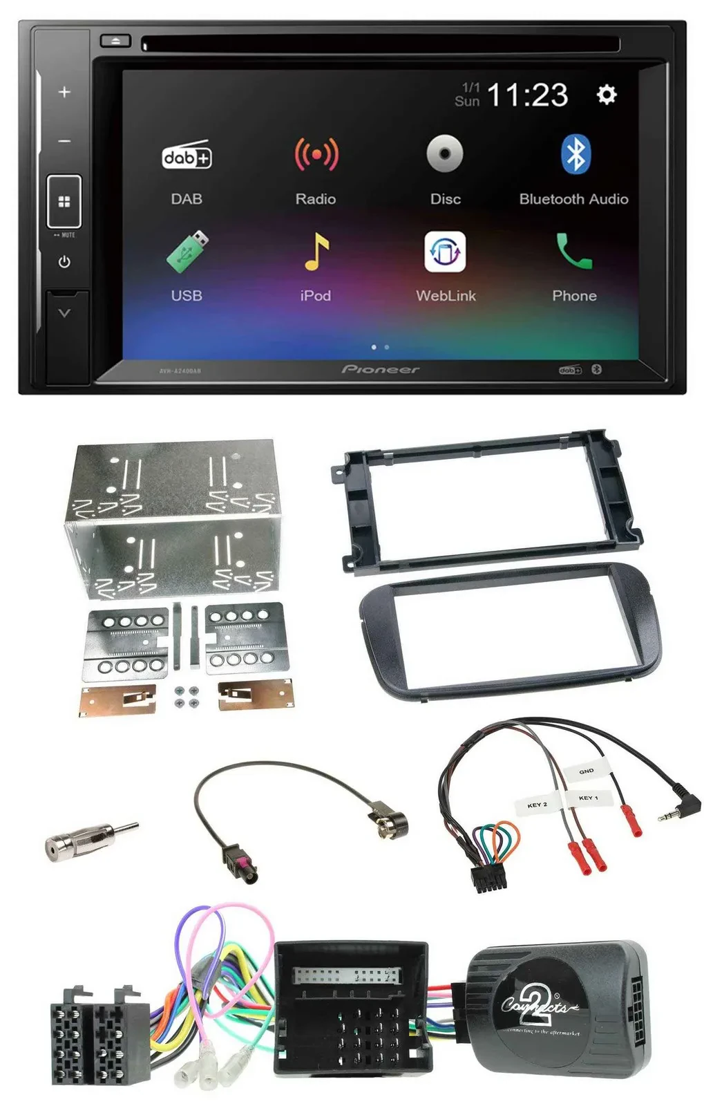 Pioneer Bluetooth Lenkrad USB 2DIN DAB DVD Autoradio für Ford S-Max Mondeo Profi