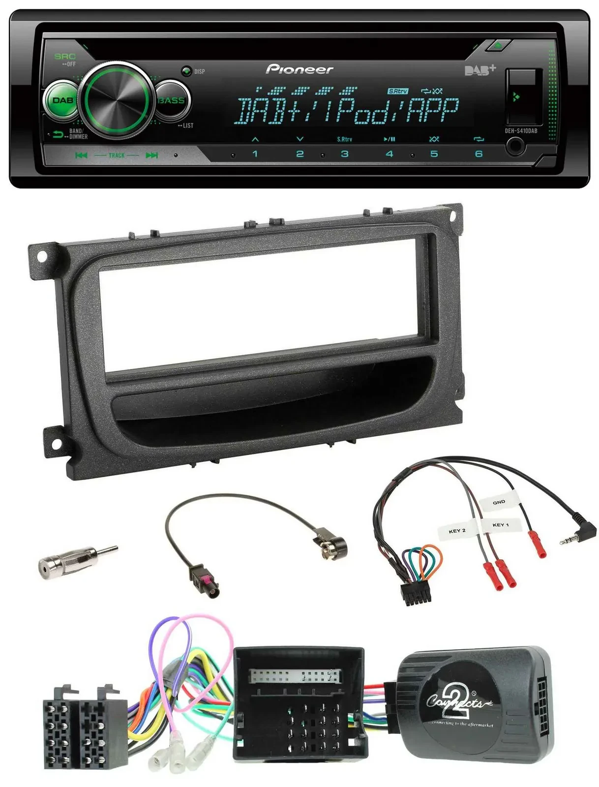 Pioneer USB MP3 DAB Lenkrad CD Autoradio für Ford C-Max Focus Can 07-10 Galaxy A