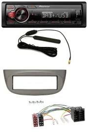 Pioneer MP3 DAB 1DIN AUX USB Autoradio für Renault Twingo 07-12 beige-grau