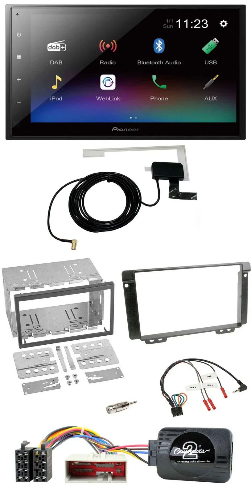 Pioneer DAB Lenkrad Bluetooth 2DIN USB Autoradio für Land Rover Freelander 2004-