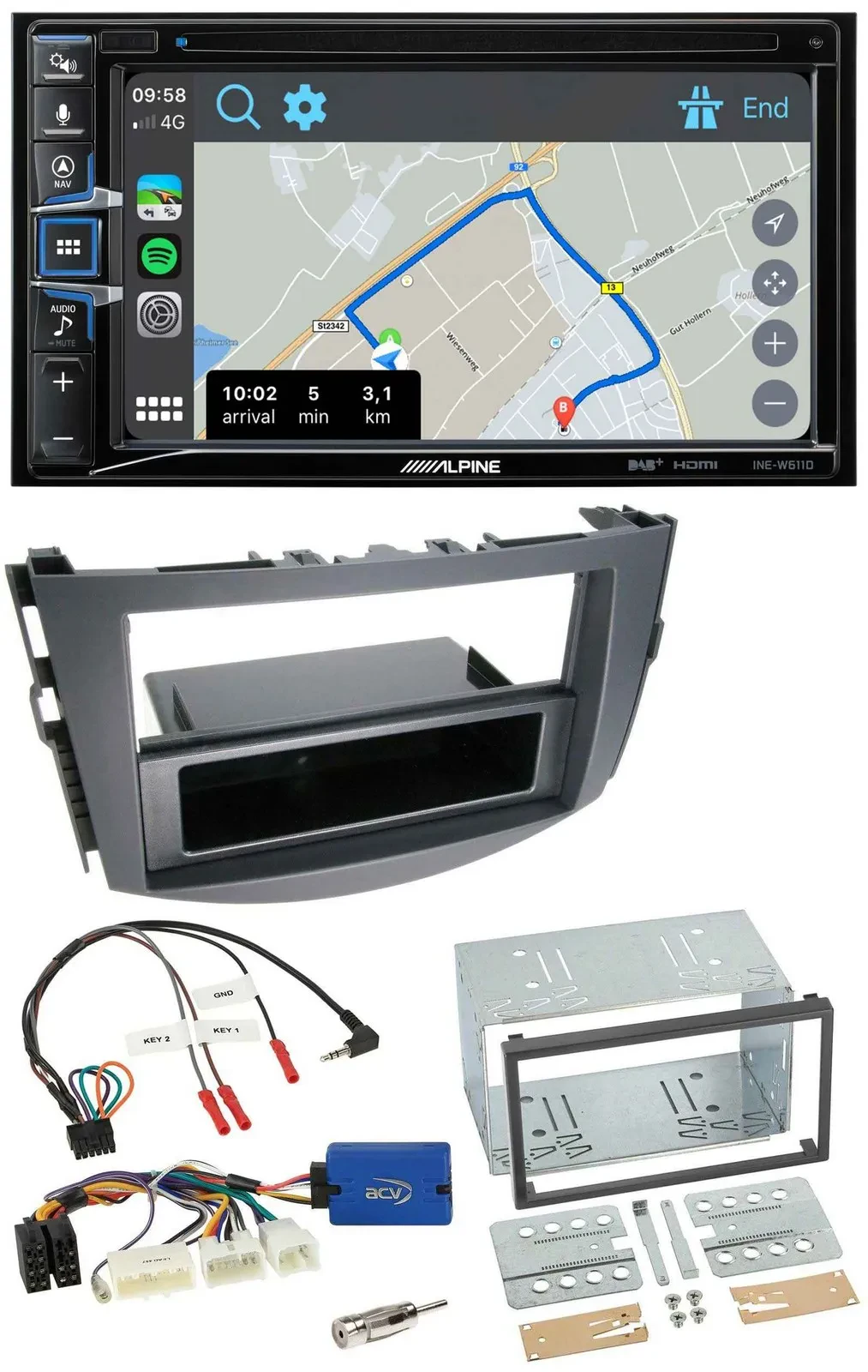 Автомагнитола для Toyota RAV4 Alpine 2DIN DAB TMC Bluetooth USB с навигацией