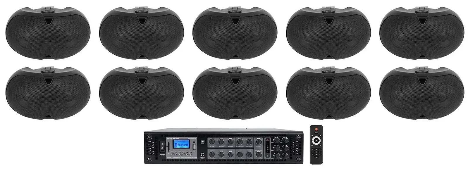 Настенная акустика Rockville RCS350-6+(10) D4-70V Black с усилителем (10 штук)