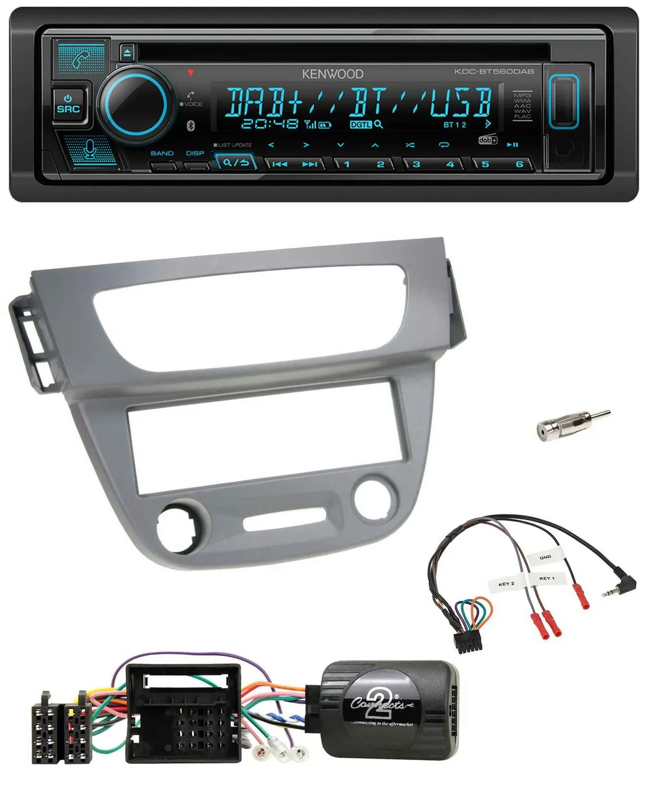 Автомагнитола для Renault Megane III 2009–2012 Kenwood Bluetooth, DAB, CD, USB, поддержка управления на руле
