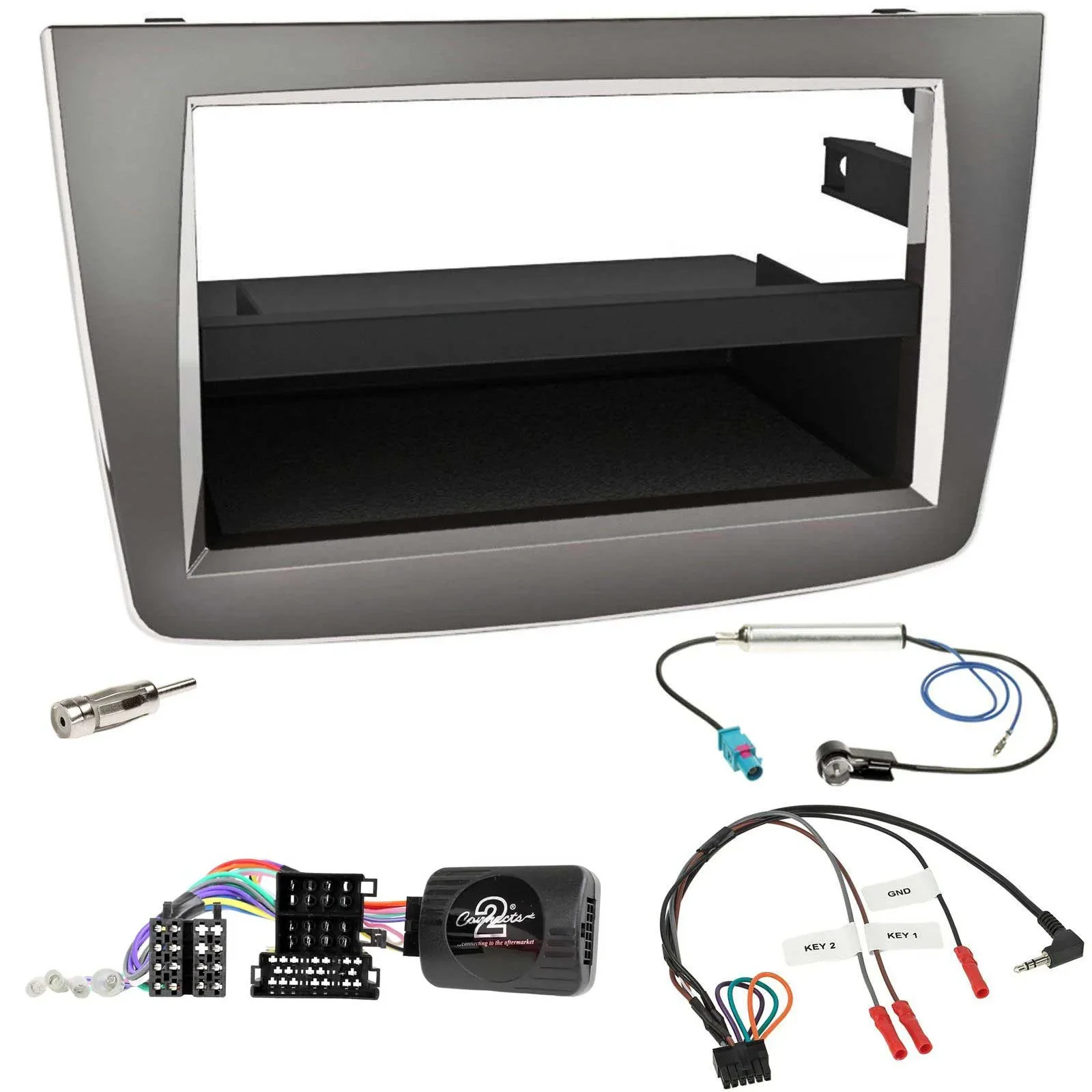 Einbauset Lenkradadapter DIN Autoradio für Alfa Mito 955 2008-2014 silber