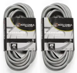 (2) American DJ EC123-3FER25 25' 12 Gauge 3-Outlet Edison Power Extension Cables