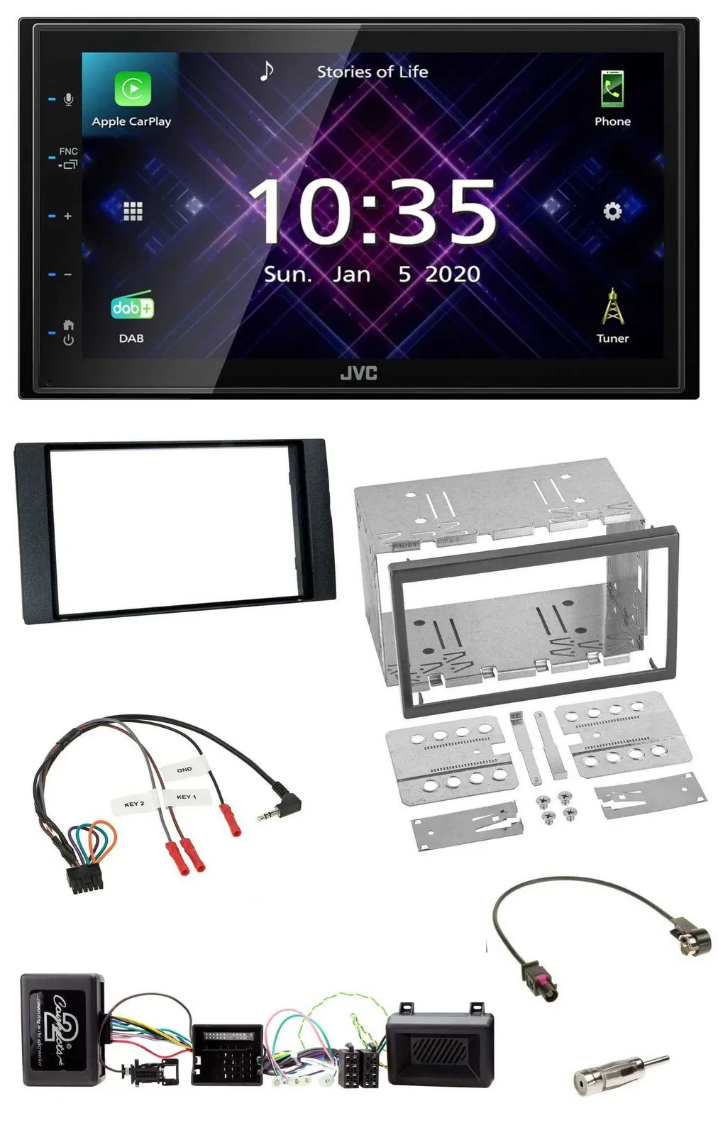 JVC DAB 2DIN Lenkrad Bluetooth USB Autoradio für Ford Kuga 2008-12 schwarz