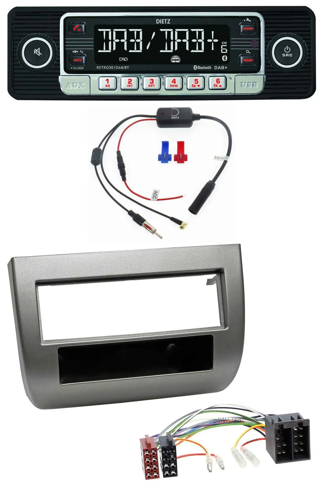 Dietz MP3 DAB Bluetooth USB Autoradio für Lancia Y 843 03-11 dunkelsilbermetalli