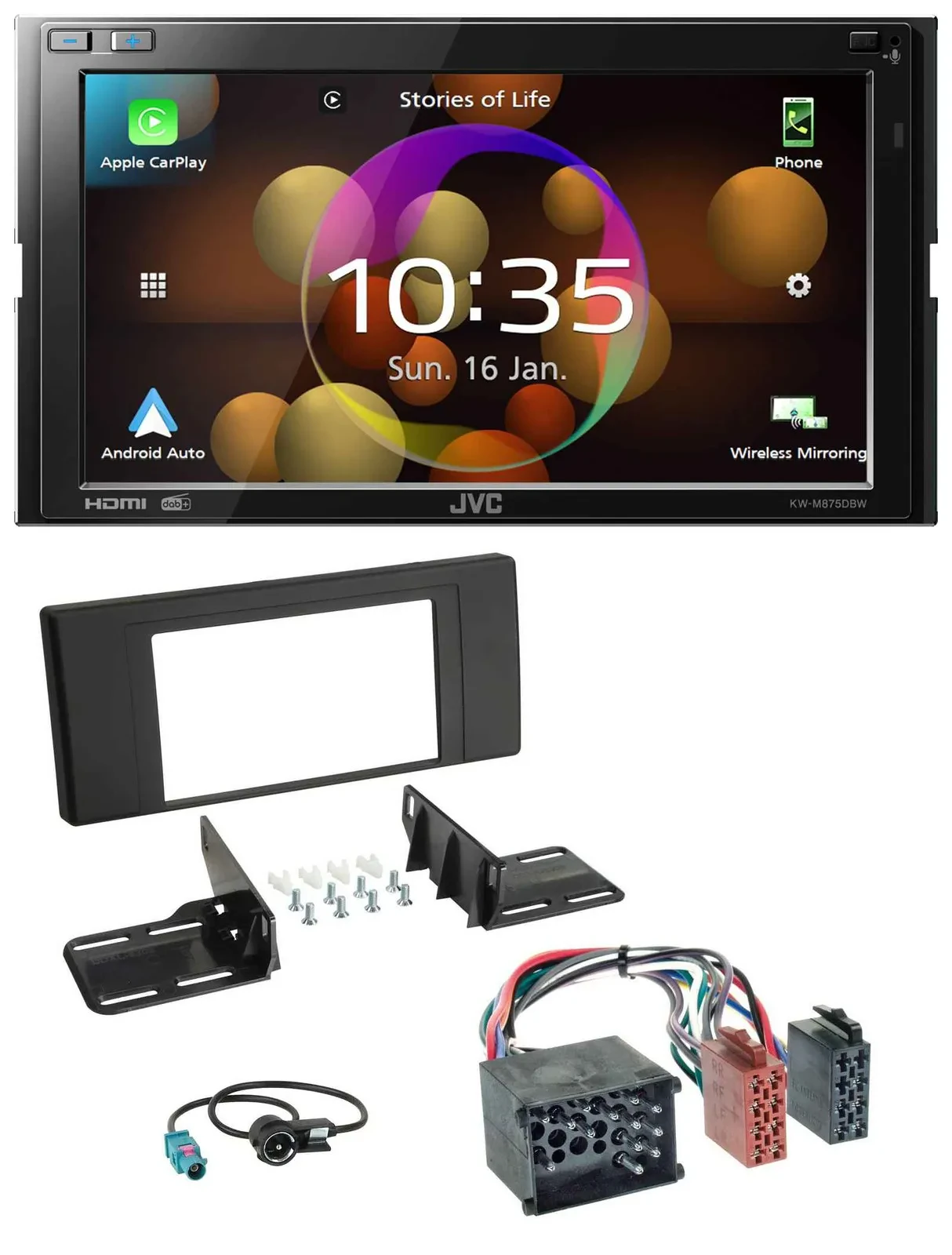 JVC DAB MP3 2DIN Bluetooth USB Autoradio für BMW X5 (E53 2000 2002)