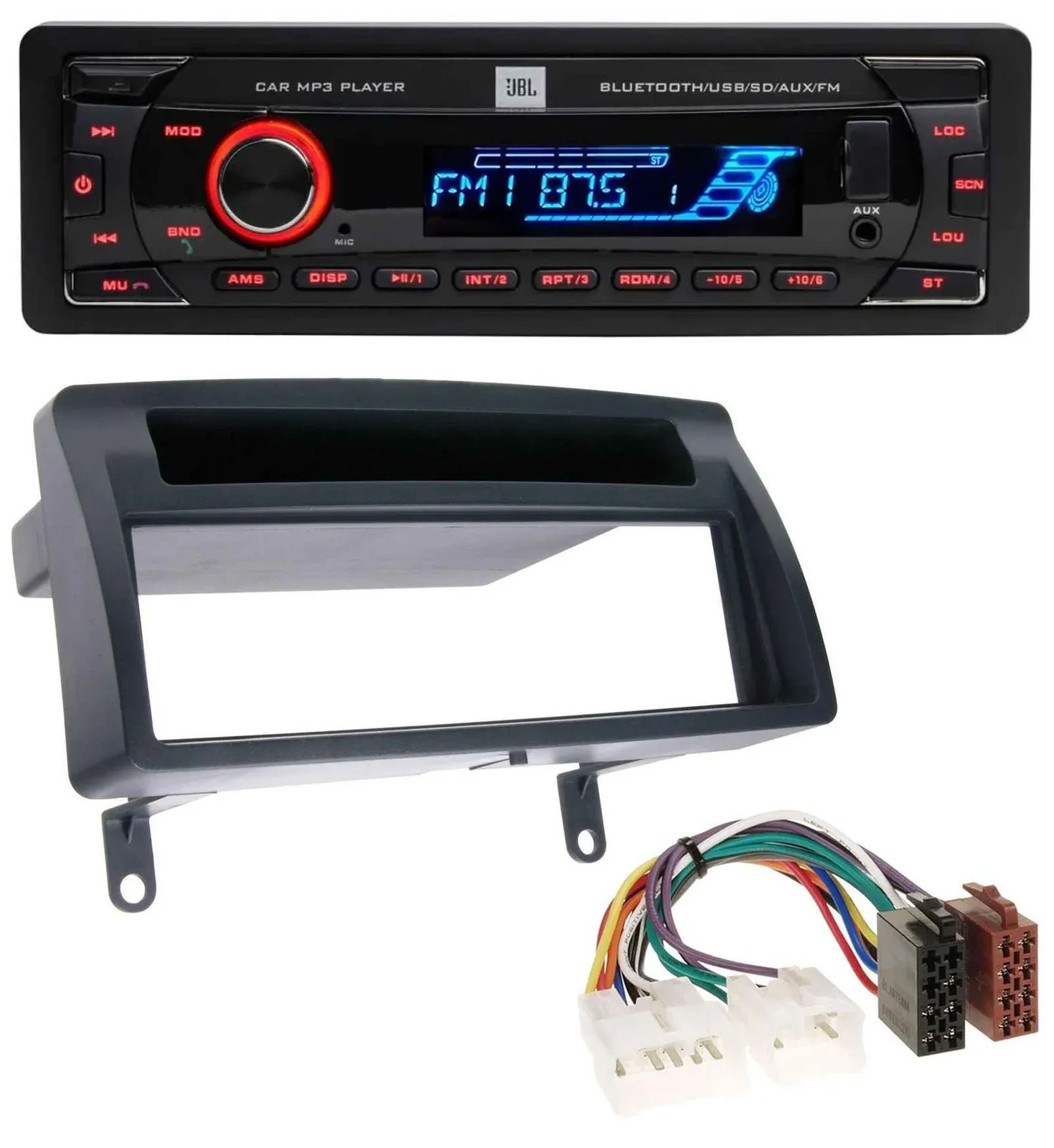 JBL AUX MP3 USB Bluetooth SD Autoradio für Toyota Corolla E12 2003-2008 dunkelgr