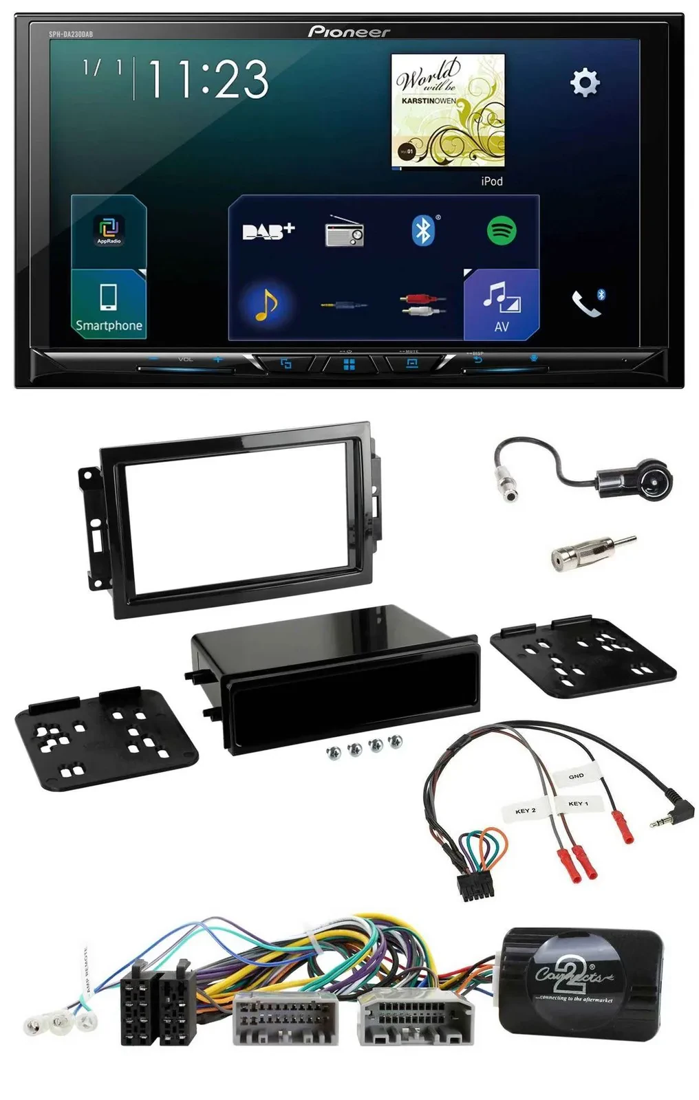 Автомагнитола для Dodge/Jeep Pioneer 2DIN, DAB, Bluetooth, USB, поддержка управления на руле