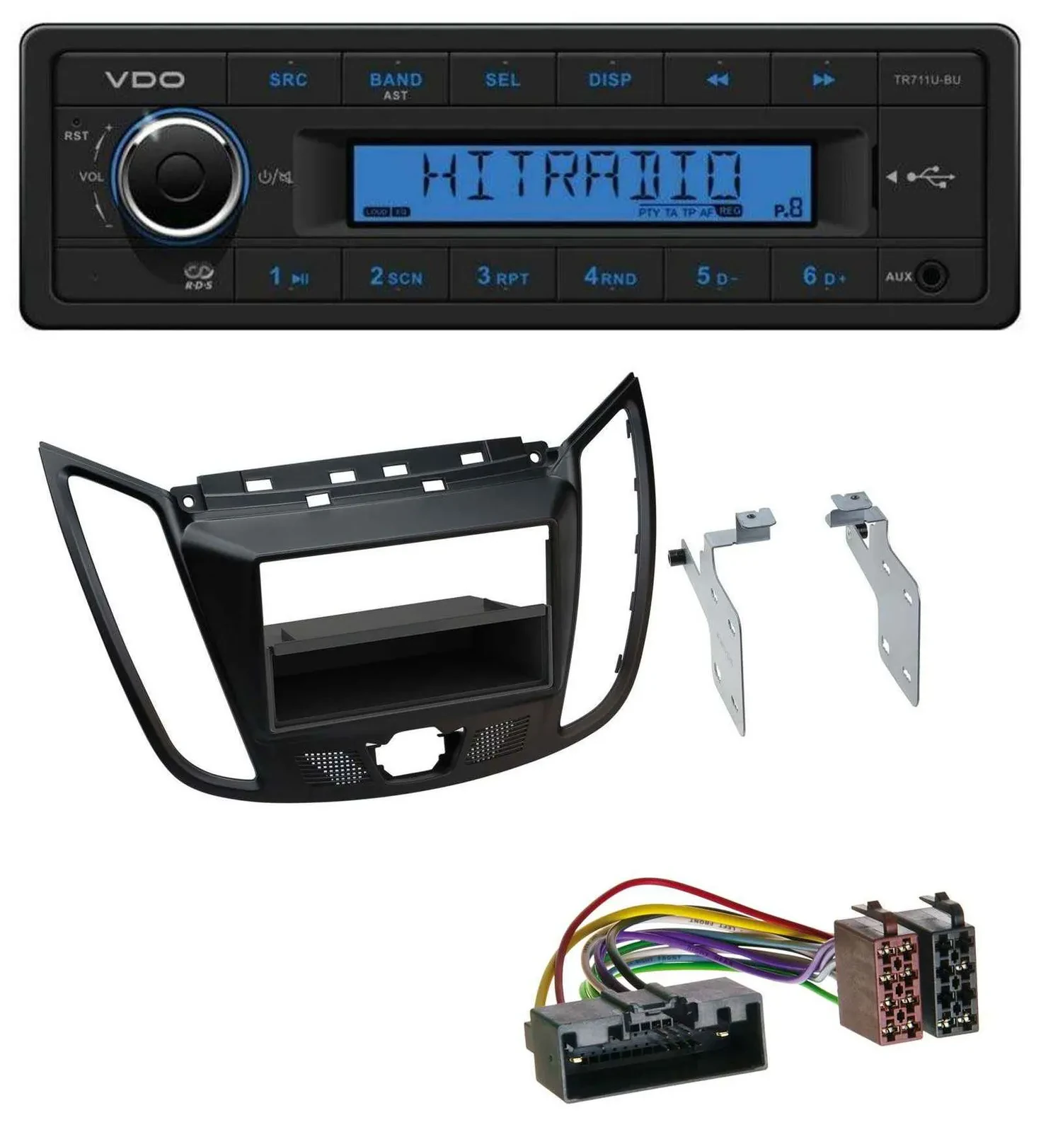 VDO AUX 1DIN MP3 USB Autoradio für Ford C-Max Kuga matt schwarz