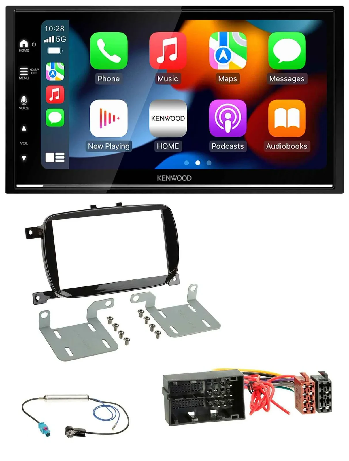 Автомагнитола Kenwood 2DIN, DAB, USB, Bluetooth, для Fiat 500X (с 2016), черный глянец