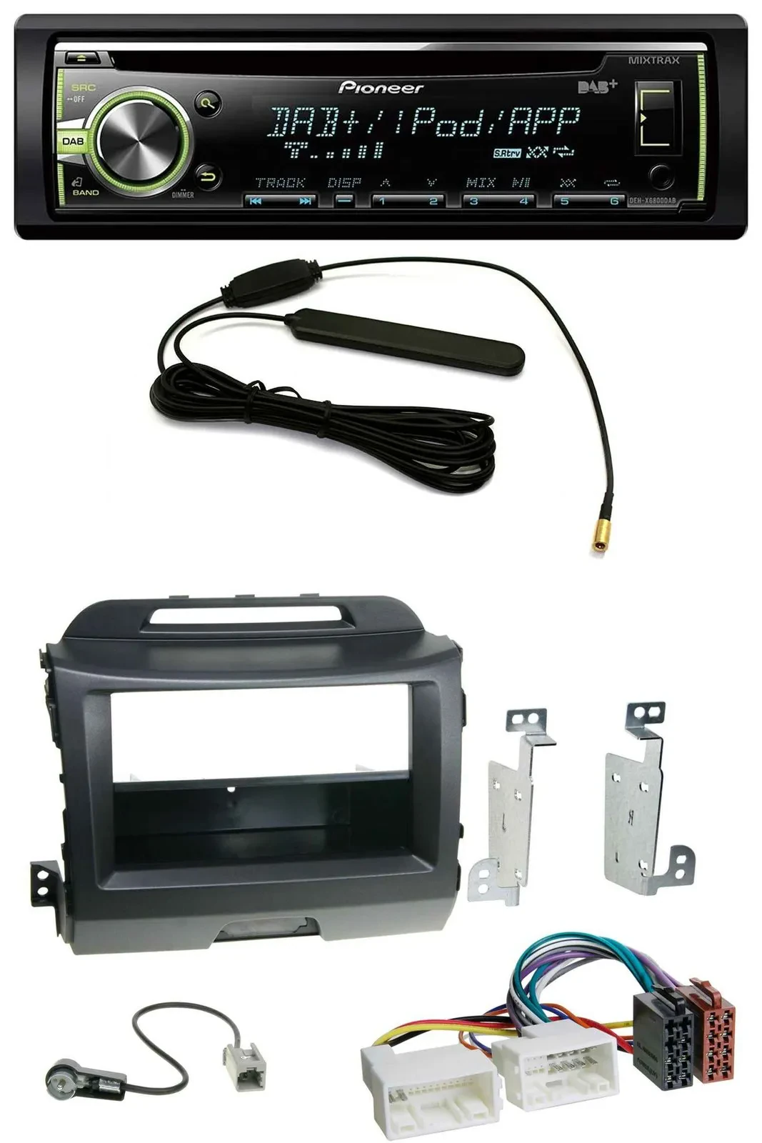 Автомагнитола для Kia Sportage 3 (SL) 2010–2015 Pioneer MP3, USB, CD, DAB, AUX, черный