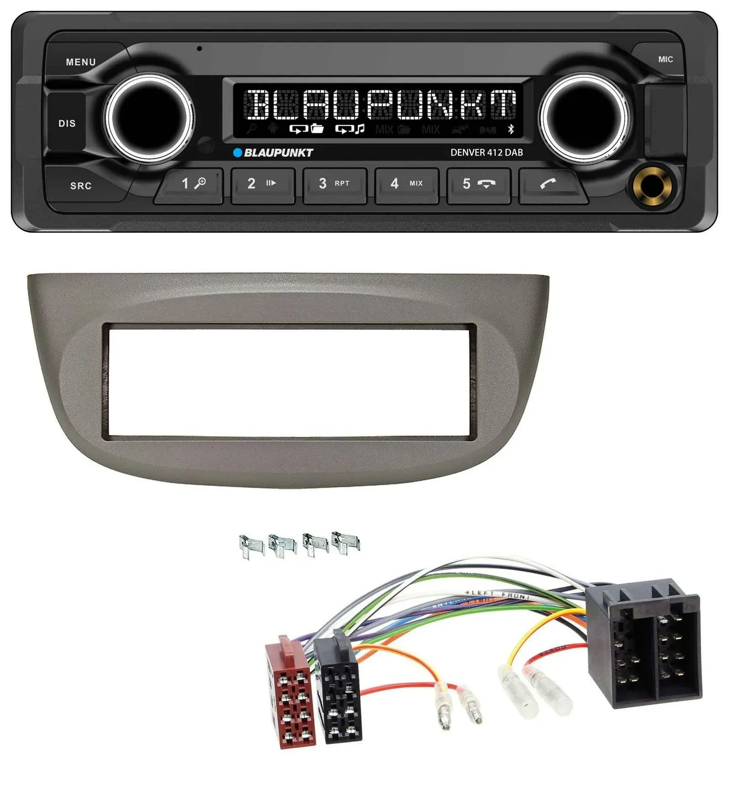 Blaupunkt Bluetooth DAB MP3 USB Autoradio für Renault Twingo 07-12 beige-grau