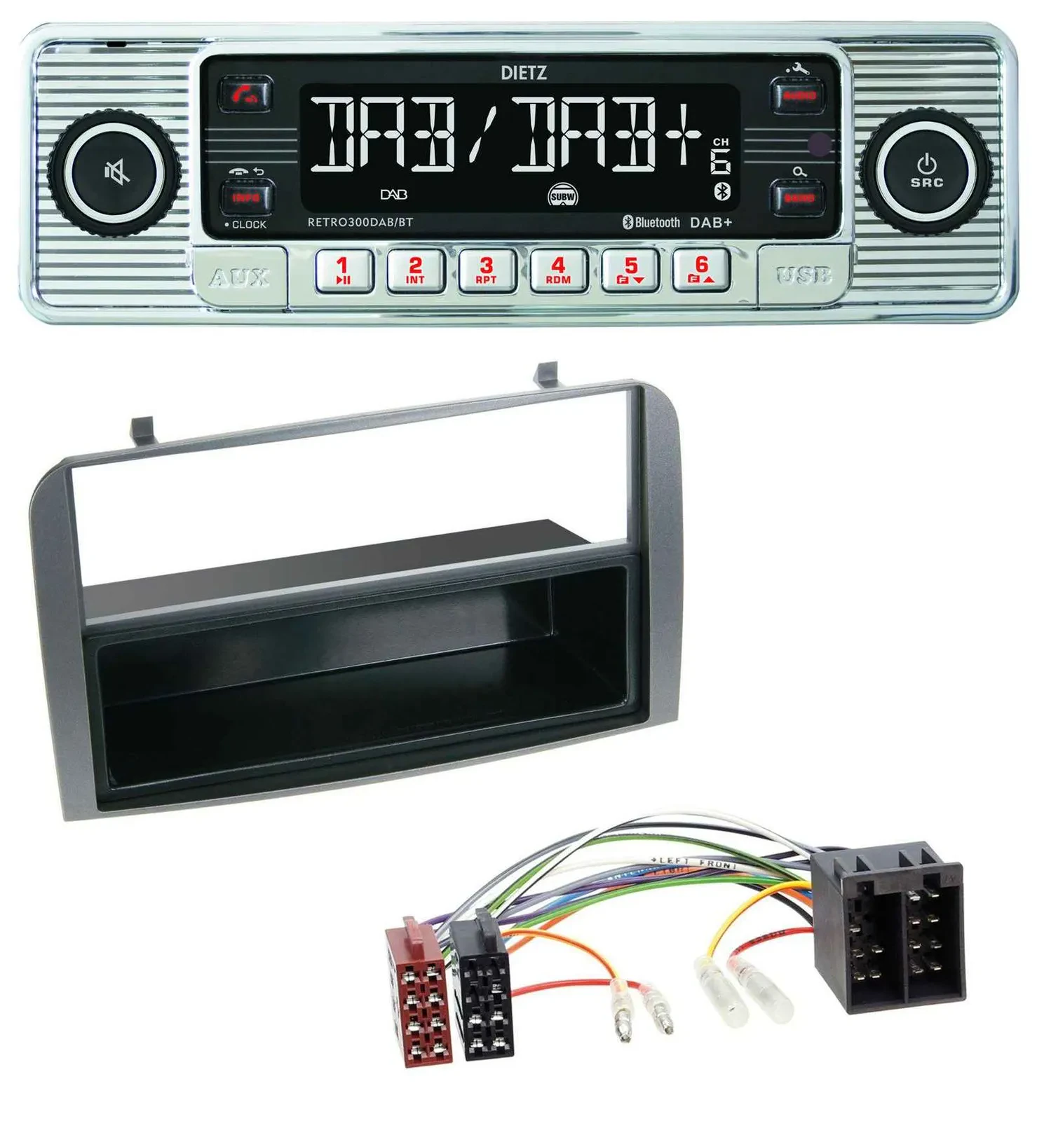 Dietz Bluetooth MP3 DAB USB Autoradio für Alfa Romeo 147 GT Ablagefach anthrazit