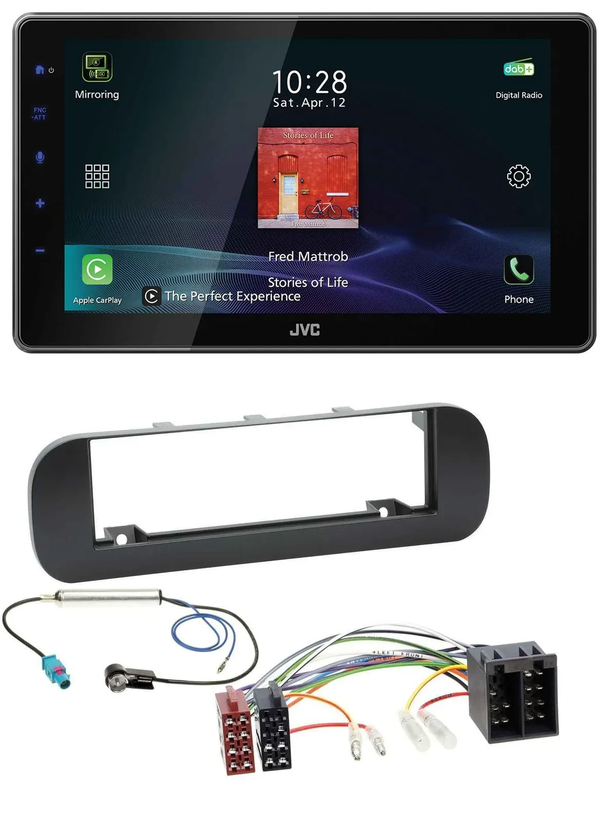 JVC DAB MP3 Bluetooth USB Autoradio für Fiat Panda (ab 2012) - schwarz