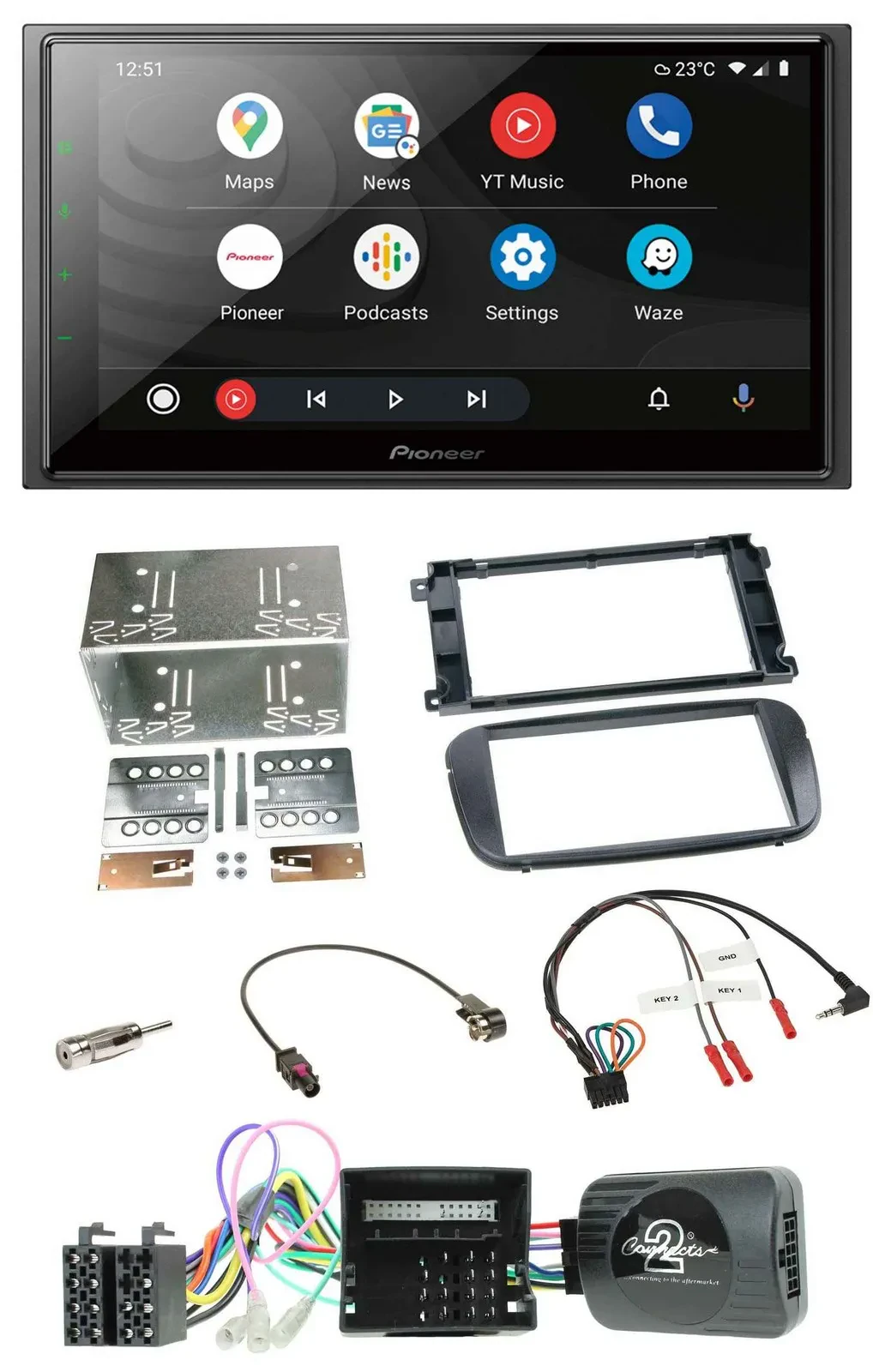 Автомагнитола Pioneer 2-DIN, DAB, Bluetooth, USB, поддержка управления с руля, для Ford S-Max/Mondeo