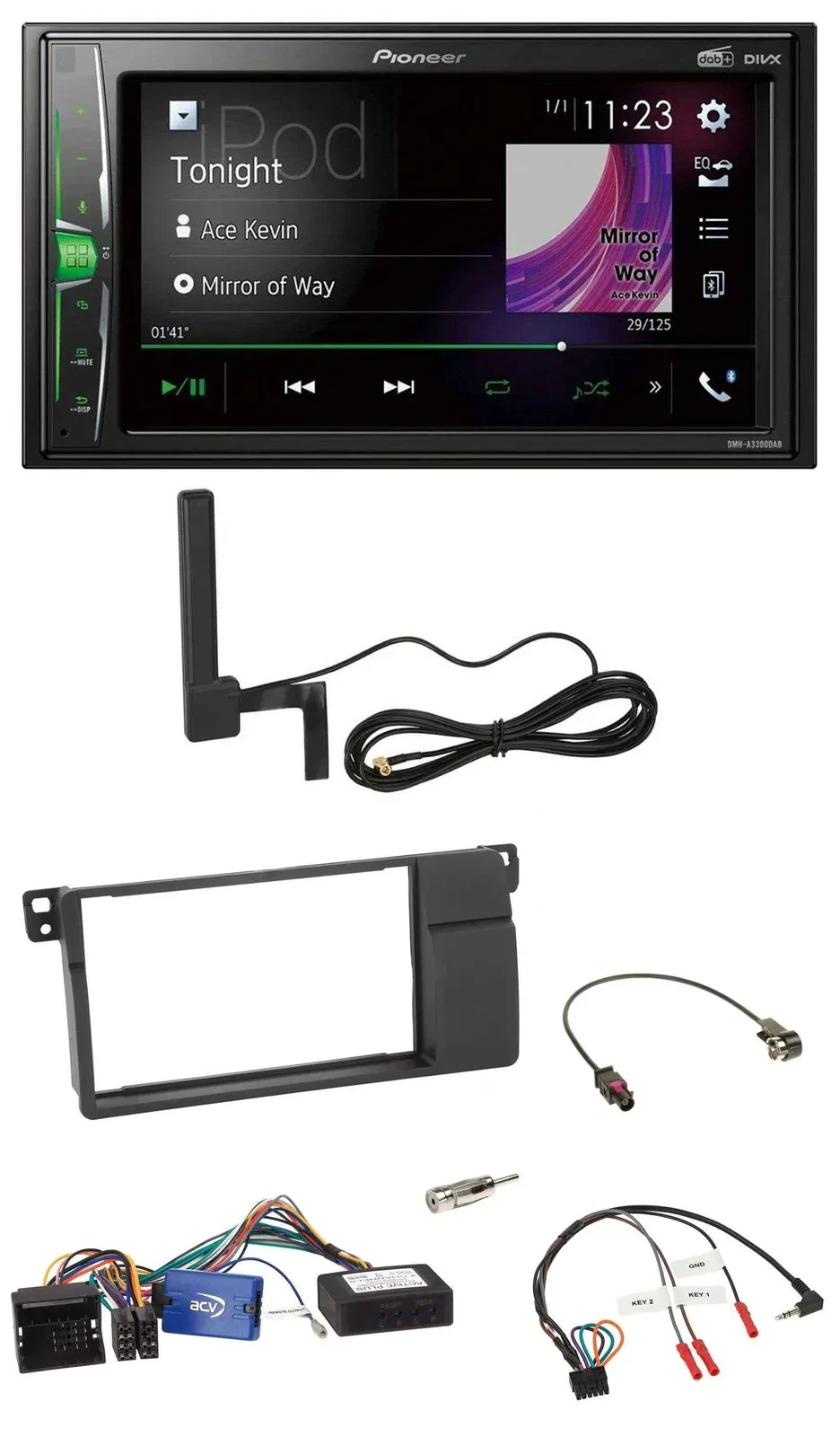 Pioneer MP3 DAB Lenkrad 2DIN Bluetooth Autoradio für BMW 3er E46 2002-2006 schwa