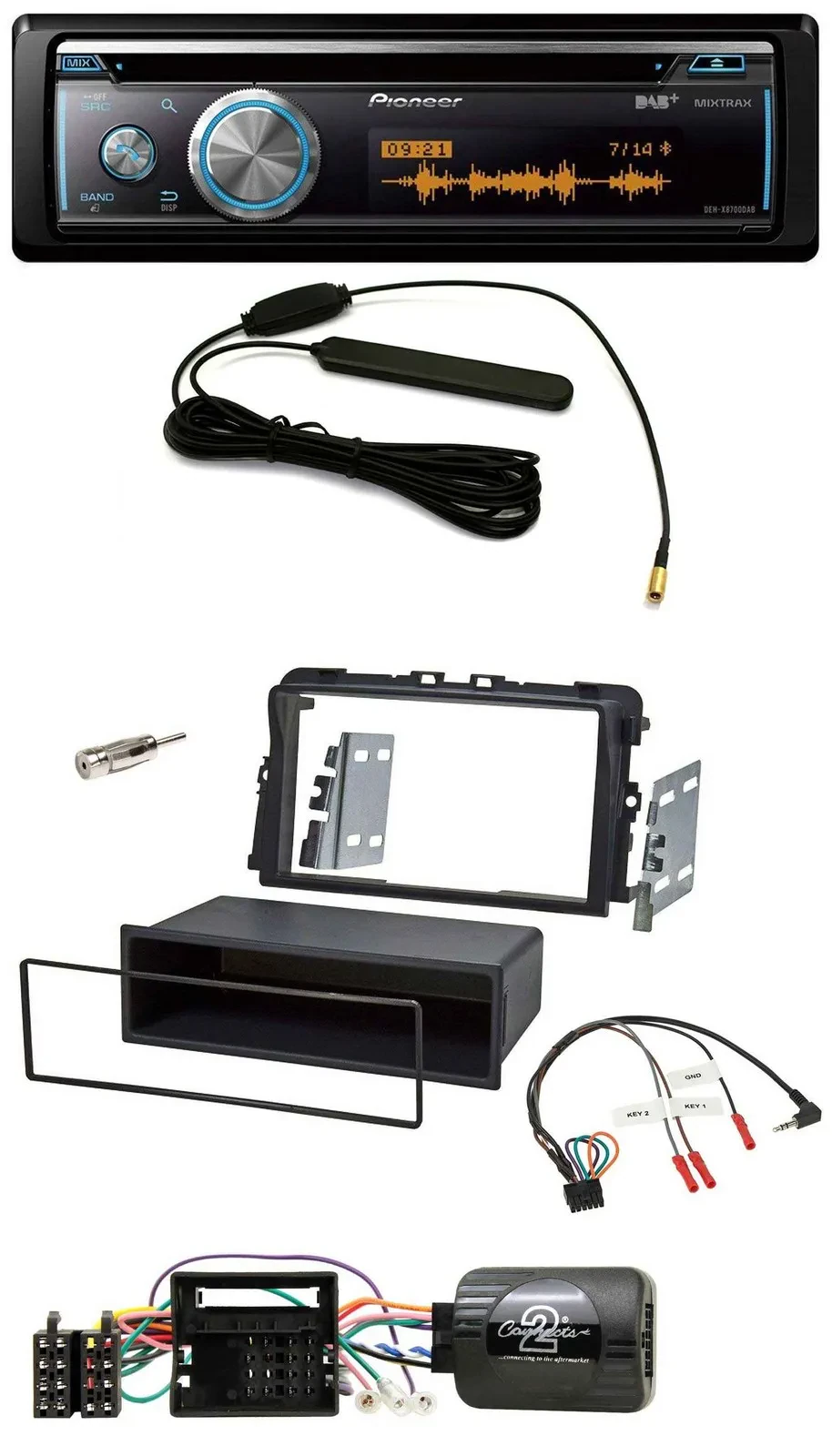 Pioneer CD USB Bluetooth DAB Lenkrad Autoradio für Opel Vivaro Combi Kasten 2011