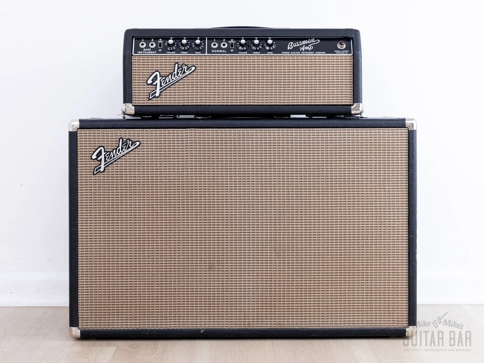 1965 Fender Bassman Black Panel AA165 Pre-CBS Vintage Tube Amp Head & 2x12 Cab