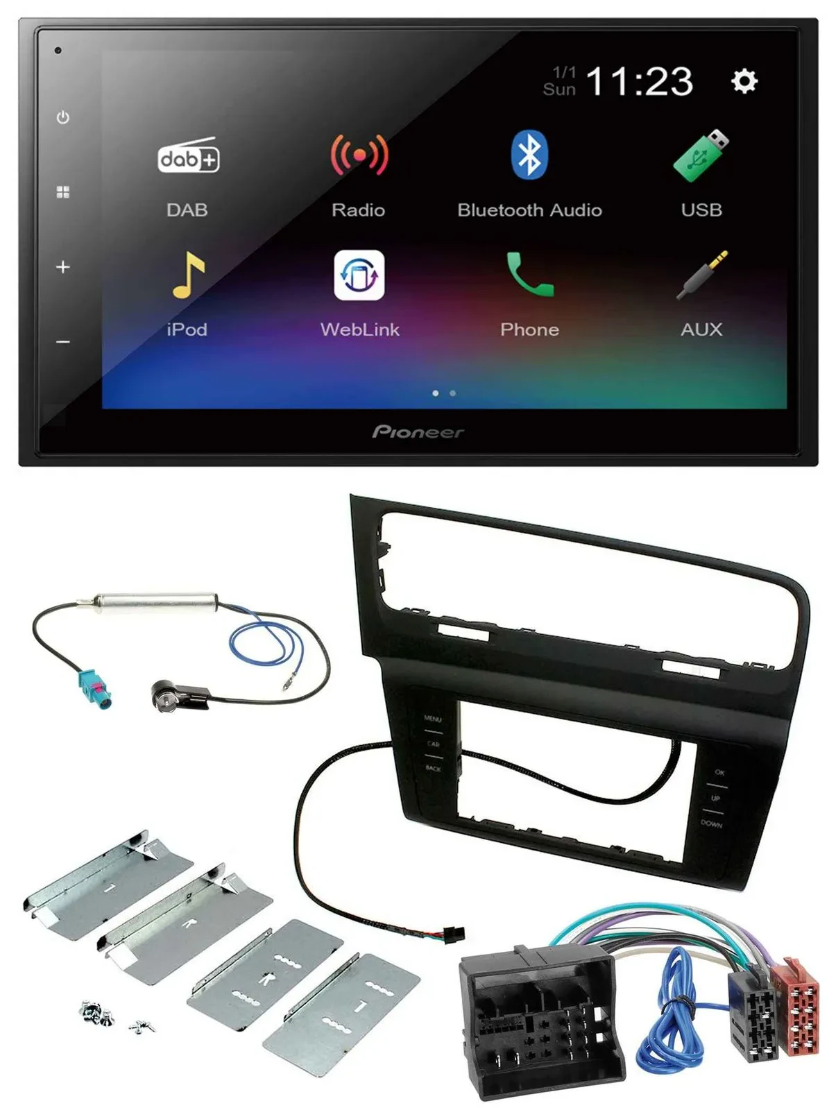 Pioneer USB Bluetooth DAB 2DIN MP3 Autoradio für VW Golf VII (ab 11/2012)