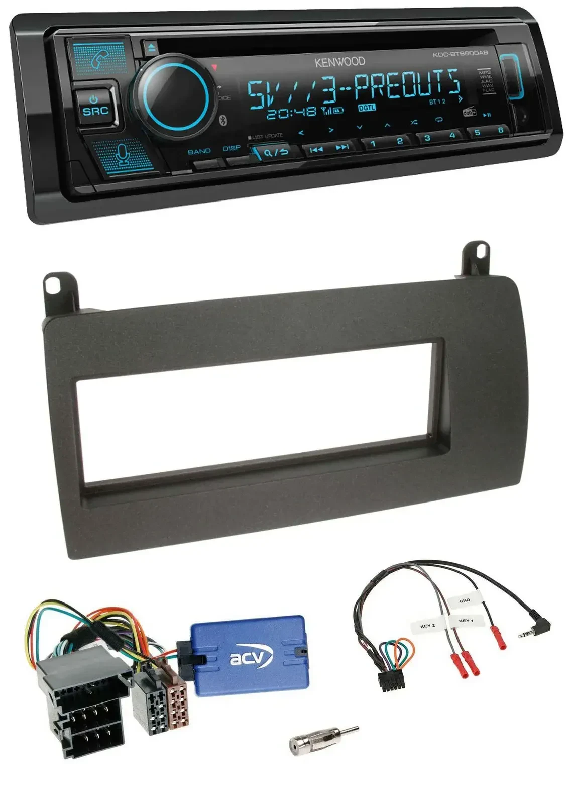 Автомагнитола Kenwood Bluetooth USB CD DAB для Rover 75 (2003–2005) с поддержкой управления на руле